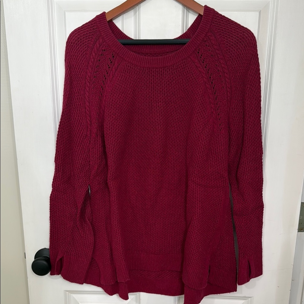 LOFT Red Crew Neck Sweater Soft Knit Casual